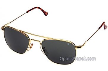 Image of AO Original Pilot Sunglasses, Gold, Wire Spatula, CC Gray Poly Lens, 55mm G-CCP-WS-55