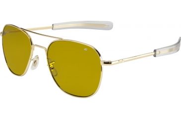 Image of AO Original Pilot Sunglasses, Bayonet, Gold Frame, Yellow Lens, Polarized, 57mm, 32463