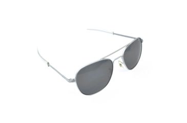 Image of AO Original Pilot Sunglasses, Bayonet, Matte Chrome Frame, CC Gray Poly Lens, Polarized, 55mm, 30196