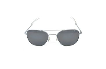 Image of AO Original Pilot Sunglasses, Bayonet, Matte Chrome Frame, CC Gray Poly Lens, Polarized, 55mm, 30196