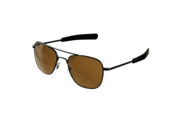Image of AO Original Pilot Sunglasses, Bayonet, Black Frame, HC Amber Poly Lens, Polarized, 52mm, 30029