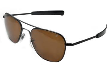 Image of AO Original Pilot Sunglasses, Bayonet, Black Frame, HC Amber Poly Lens, Polarized, 55mm, 32156