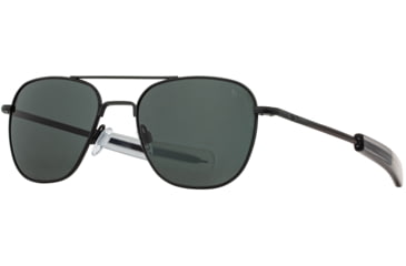 Image of AO Original Pilot Sunglasses, Black Frame, 57 mm True Color Gray AOLite Nylon Lenses, Bayonet Temple,738921562207