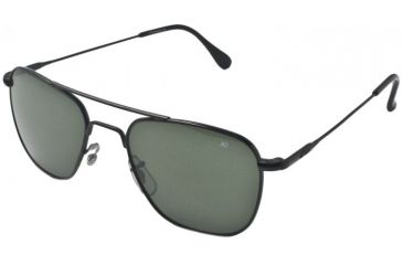 Image of AO Original Pilot Sunglasses, Black, Wire Spatula, Green Glass Lenses - 55mm B-TCGG-WS-55