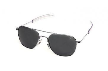 Image of AO Original Pilot Sunglasses, Bayonet, Matte Chrome Frame, CC Gray Poly Lens, Polarized, 57mm, 30142