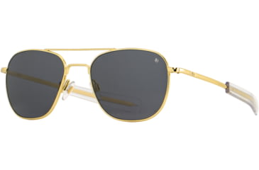 Image of AO Original Pilot Sunglasses, Gold Frame, 57 mm True Color Gray SkyMaster Glass Lenses, Bayonet Temple,OP-157BTCLGYG