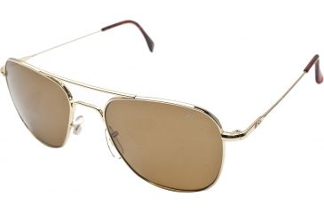 Image of Ao Original Pilot Sunglasses Gold Wire Spatula Brown Glass Lens 55mm Polarized G Cbpg Ws 55