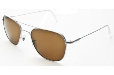 Image of AO Original Pilot Sunglasses, Matte Chrome, Wire Spatula, Amber Glass Lens, 55mm MC-CG-WS-55