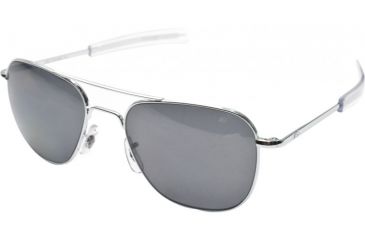 Image of Open Box, Dealer Demo, AO Original Pilot Sunglasses, Bayonet, Silver Frame, CC Gray Poly Lens, Polarized, 52mm, 30046
