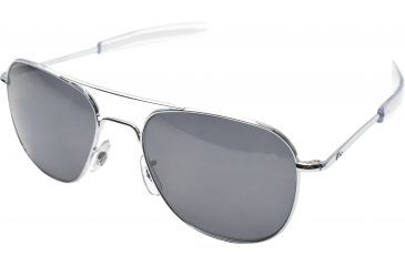 Image of AO Original Pilot Sunglasses, Bayonet, Silver Frame, CC Gray Poly Lens, Polarized, 57mm, 30124