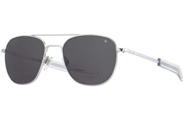 Image of AO Original Pilot Sunglasses, Silver Frame, 55 mm True Color Gray AOLite Nylon Lenses, Bayonet Temple, Polarized, 738921549932