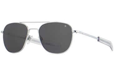 Image of AO Original Pilot Sunglasses, Silver Frame, 57 mm True Color Gray SkyMaster Glass Lenses, Bayonet Temple,OP-257BTCLGYG