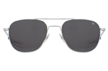 Image of AO Original Pilot Sunglasses, Silver Frame, 57 mm True Color Gray SkyMaster Glass Lenses, Bayonet Temple,OP-257BTCLGYG
