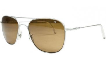 Image of AO Original Pilot Sunglasses, Silver, Wire Spatula, HC Amber Poly Lens, 52mm, Polarized S-PHCAP-WS-52