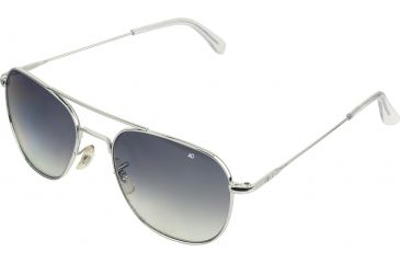 Image of AO Original Pilot Sunglasses, Wire Spatula, Silver Frame, Polycarbonate Gradient Grey Lens, 57mm, 30262