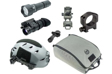 Image of Armasight PVS-14 Premium Kit - PVS-14 Gen 3 1x Pinnacle Ghost White NV Monocular Gry, Wilcox G95 Mount Gry, Wilcox PVS-14 J-Arm Blk, OG Helmet Bag Gry, TW EXFIL LTP Helmet Rail 3.0, XL Gry