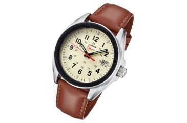 Image of Armourlite 38mm Shatterproof Glass Swiss Tritium Watch, Silver, Cream, Brown, Small AL502-LBR
