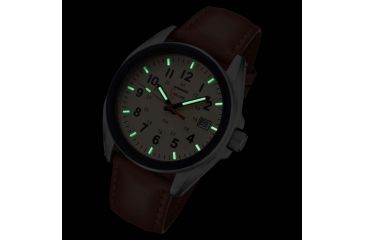 Image of Armourlite 38mm Shatterproof Glass Swiss Tritium Watch, Silver, Cream, Brown, Small AL502-LBR
