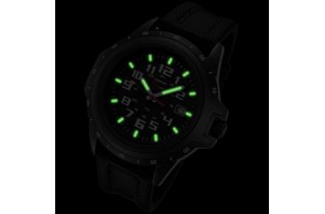 Image of Armourlite ColorBurst Shatterproof Scratch Resistant Glass Green Tritium Watch, Black/White, Small AL210