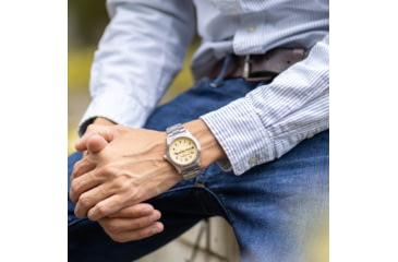 Image of Armourlite Field Series AL102 Swiss Made Tritium Illuminated Watch with Shatterproof Armourglass, Raw Steel Case, Beige Dial, 42mm, AL102