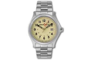 Image of Armourlite Field Series AL102 Swiss Made Tritium Illuminated Watch with Shatterproof Armourglass, Raw Steel Case, Beige Dial, 42mm, AL102
