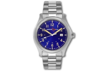 Image of Armourlite Field Series AL103 Swiss Made Tritium Illuminated Watch with Shatterproof Armourglass, Raw Steel Case, Blue Dial, 42mm, AL103