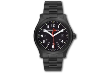 Image of Armourlite Field Series AL104 Swiss Made Tritium Illuminated Watch with Shatterproof Armourglass, Black Case, Black Dial, White Numbers, 42mm, AL104