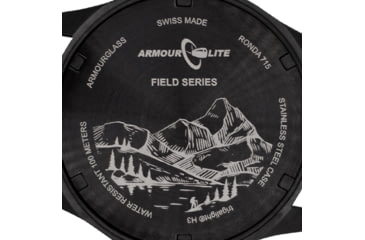 Image of Armourlite Field Series AL144 Swiss Made Tritium Illuminated Watch with Shatterproof Armourglass, Black Case, Black Dial, White Numbers, 42mm, AL144