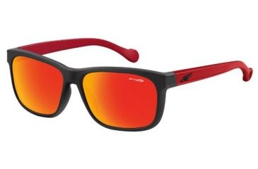 Image of Arnette Slacker Sunglasses, Fuzzy Black/Red Frame, Red Mirror Lens AN4196-03