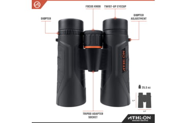 Image of Athlon Optics Argos Gen II UHD Binocular, 10x42mm, Roof Prism, BaK4, Magnesium, Black, 114011