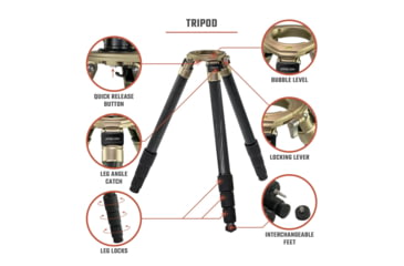 Image of Athlon Optics Midas CF40 40mm Tube Carbon Fiber Tripod, Black/Tan, 706005