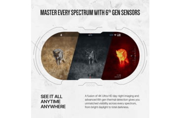 Image of ATN Binox 6 Dual Multispectral 6-48x25mm Thermal Imaging Binocular w/Built-in Laser Rangefinder, 50 Hz, 256x192, Black, MSBNB6225A