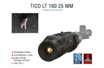 Image of ATN TICO LT 160 1 - 2x25 mm Thermal Clip-On, 160x120, Black, TICOTLT125X
