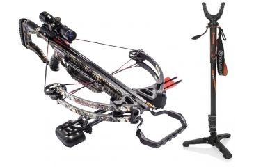 Image of Barnett Crossbows Raptor FX2 Crossbow, Red Dot Package, 78063 W/ Vanguard Veo Shooting Stick