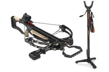 Image of Barnett Crossbows Recruit 100 Crossbow, Pkg. Tan, 78653 W/ Vanguard Veo Shooting Stick