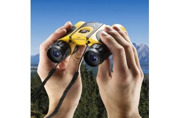 Image of Barska 12X25 Colorado Waterproof BK-7 Roof Prism Binoculars - Yellow Rubber, Blue Lens
