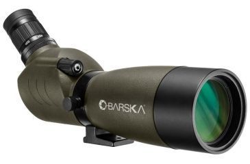 Image of Barska 20-60x60 Blackhawk Spotting Scope, Angled, Porro Prism, BK-7 , Glare Reducing Sunshade, Green AD12706