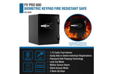 Image of Barska FV PRO 600 Biometric Keypad Fire Resistant Safe