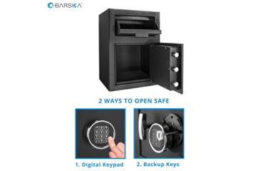 Image of Barska DX-200 Standard Depository Keypad Safe, Anti-Fishing Baffles, Solid Steel, Black, Outer Dimensions - 14 x 14 x 20 in AX12588
