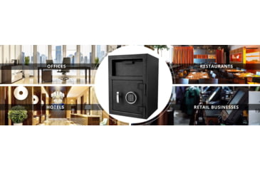 Image of Barska DX-200 Standard Depository Keypad Safe, Anti-Fishing Baffles, Solid Steel, Black, Outer Dimensions - 14 x 14 x 20 in AX12588