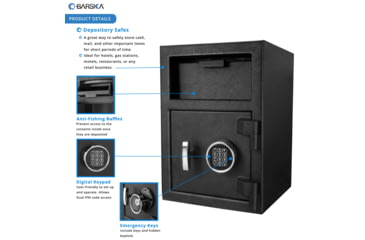 Image of Barska DX-200 Standard Depository Keypad Safe, Anti-Fishing Baffles, Solid Steel, Black, Outer Dimensions - 14 x 14 x 20 in AX12588
