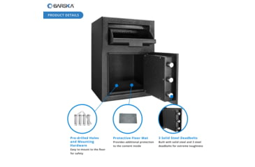 Image of Barska DX-200 Standard Depository Keypad Safe, Anti-Fishing Baffles, Solid Steel, Black, Outer Dimensions - 14 x 14 x 20 in AX12588