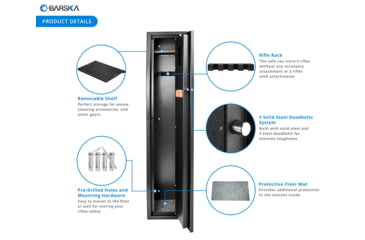 Image of Barska HQ800 Standard Quick Access Keypad Biometric Rifle Safe, Black, AX12760