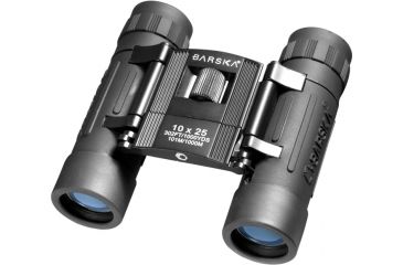Image of Barska Lucid View 10x25 Compact Folding Roof BK-7 Prism Binoculars, Black - Box Pack