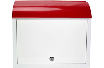 Image of Barska Retro Locking Wall Mount Mailbox. 13in Width, Cream-Red, Small, CB13700