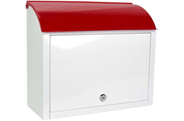 Image of Barska Retro Locking Wall Mount Mailbox. 13in Width, Cream-Red, Small, CB13700