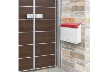 Image of Barska Retro Locking Wall Mount Mailbox. 13in Width, Cream-Red, Small, CB13700