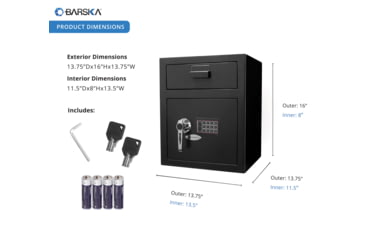 Image of Barska Standard Keypad Depository Safe, Black AX11932