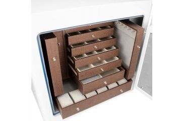 Image of Barska White Keypad Jewelry Safe, Dark Interior, Steel, White, Outer Size 18 x 14 x 17.5 in AX12732