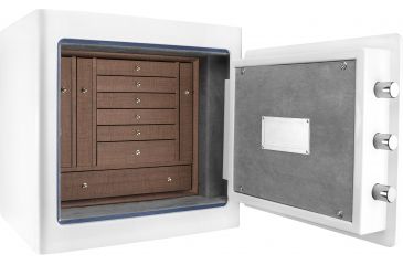 Image of Barska White Keypad Jewelry Safe, Dark Interior, Steel, White, Outer Size 18 x 14 x 17.5 in AX12732